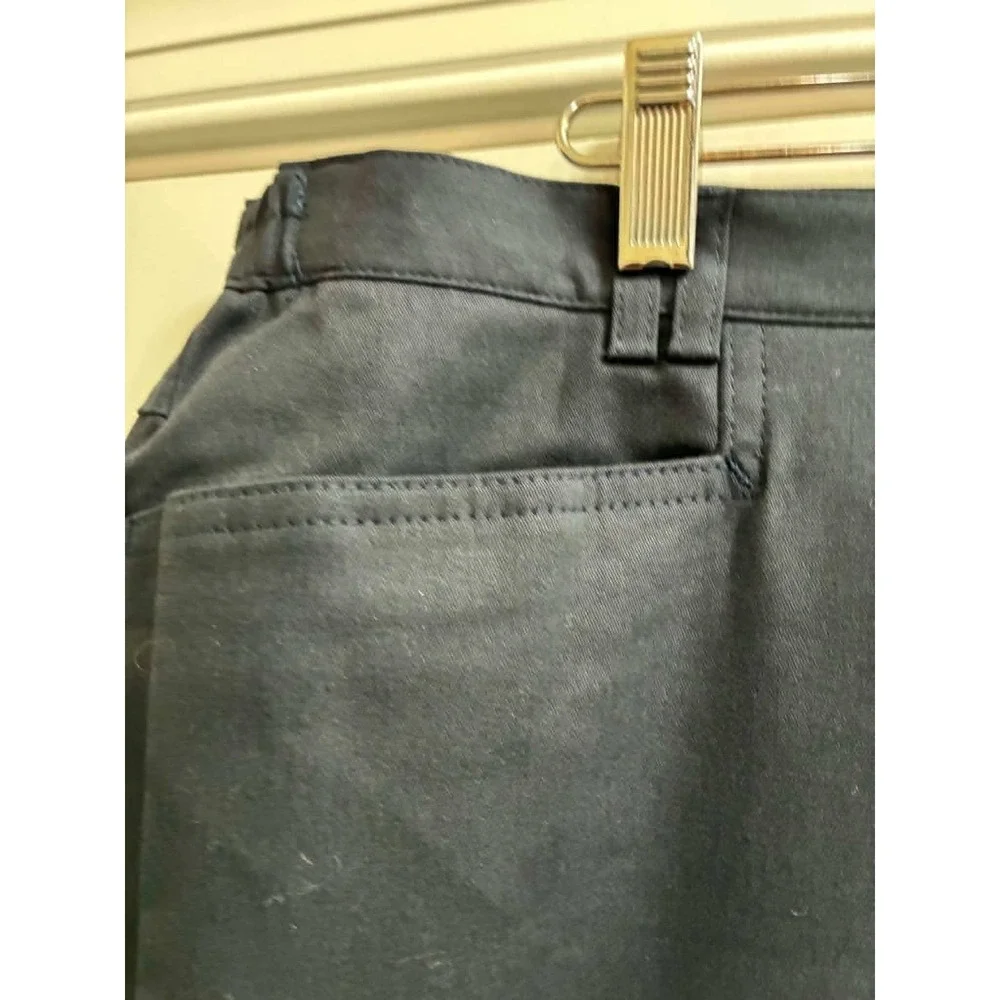 Cosma Trousers Womens 16 Black Stretch Cotton Straight Leg Pants Minimalist